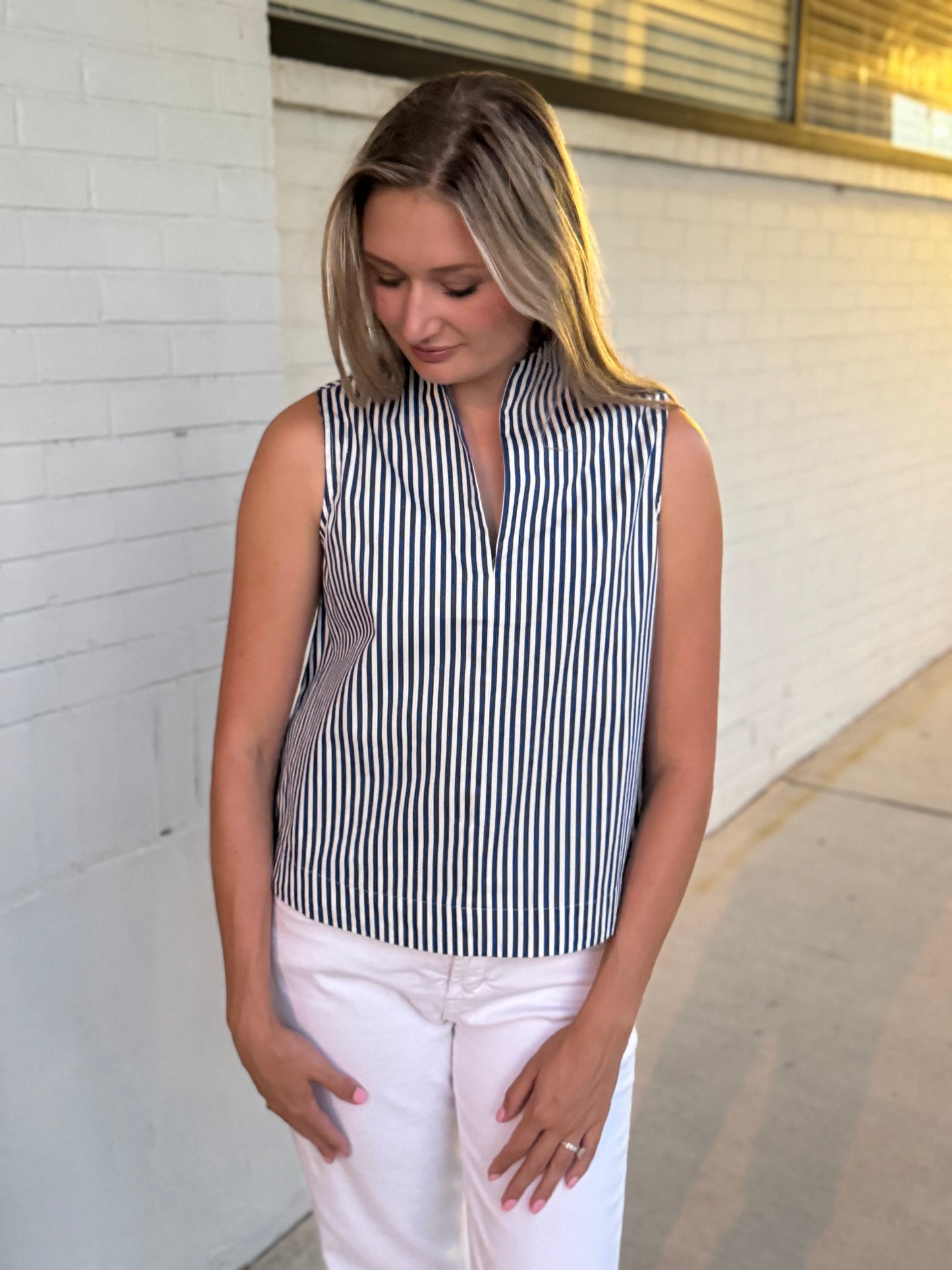 Reann Striped Sleeveless Top