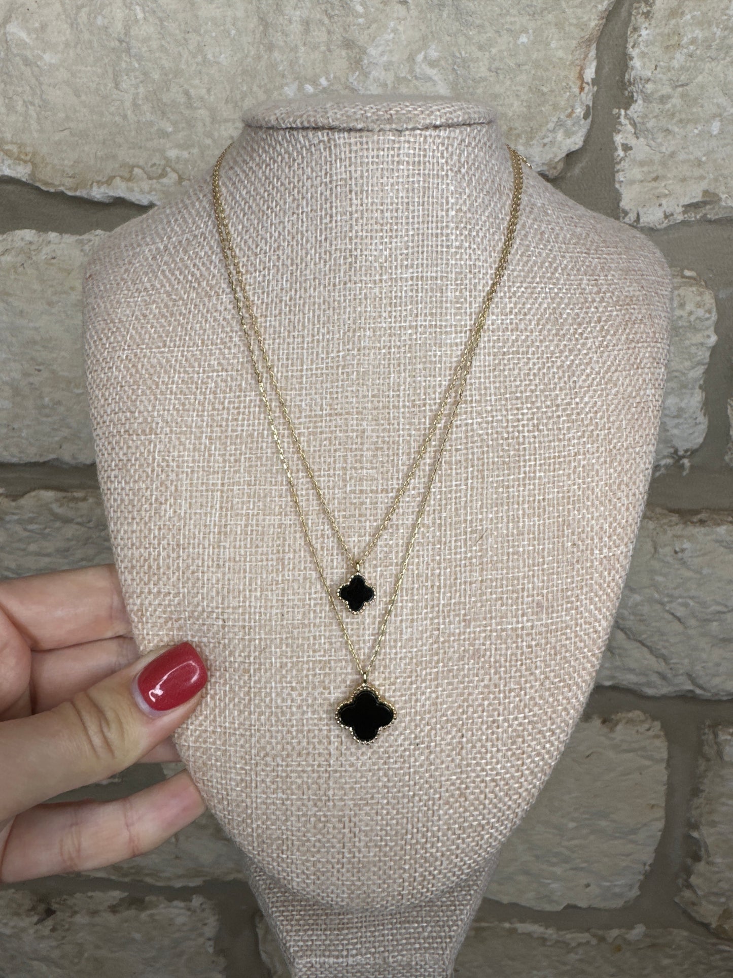 Double Black Clover Necklace