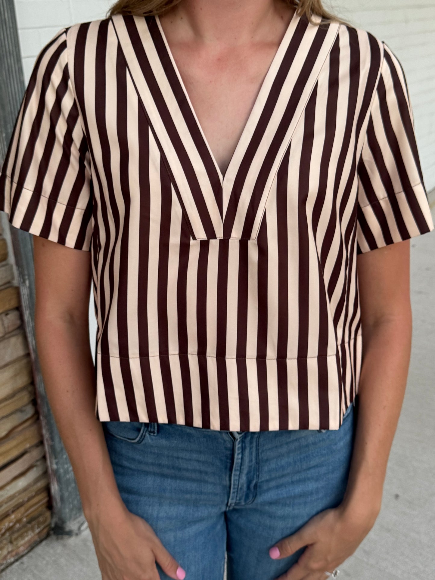 Tina V Neck Striped Top