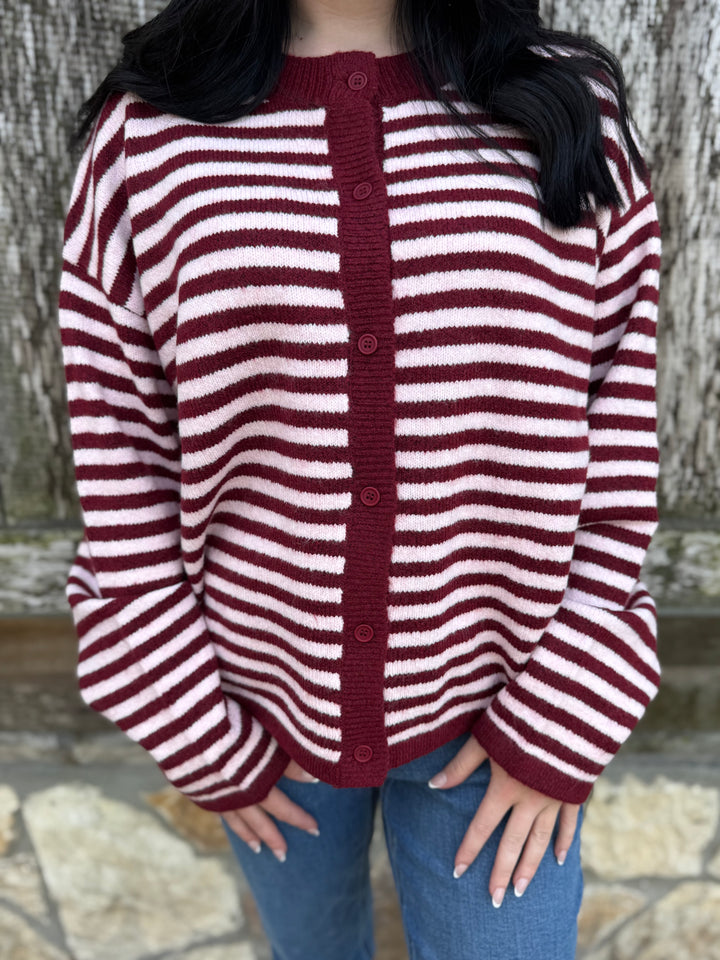 Tessa Pink Button Down Sweater