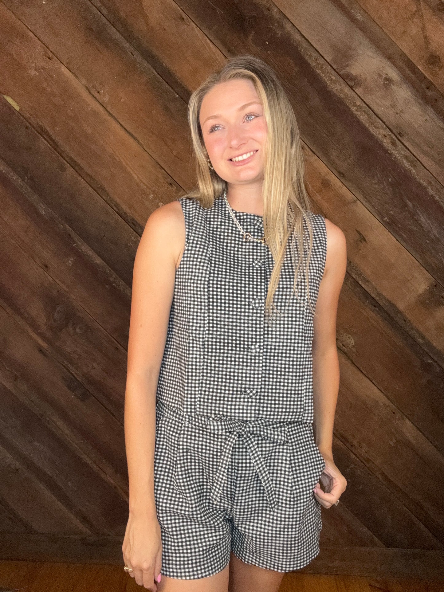 Black Gingham Short Set