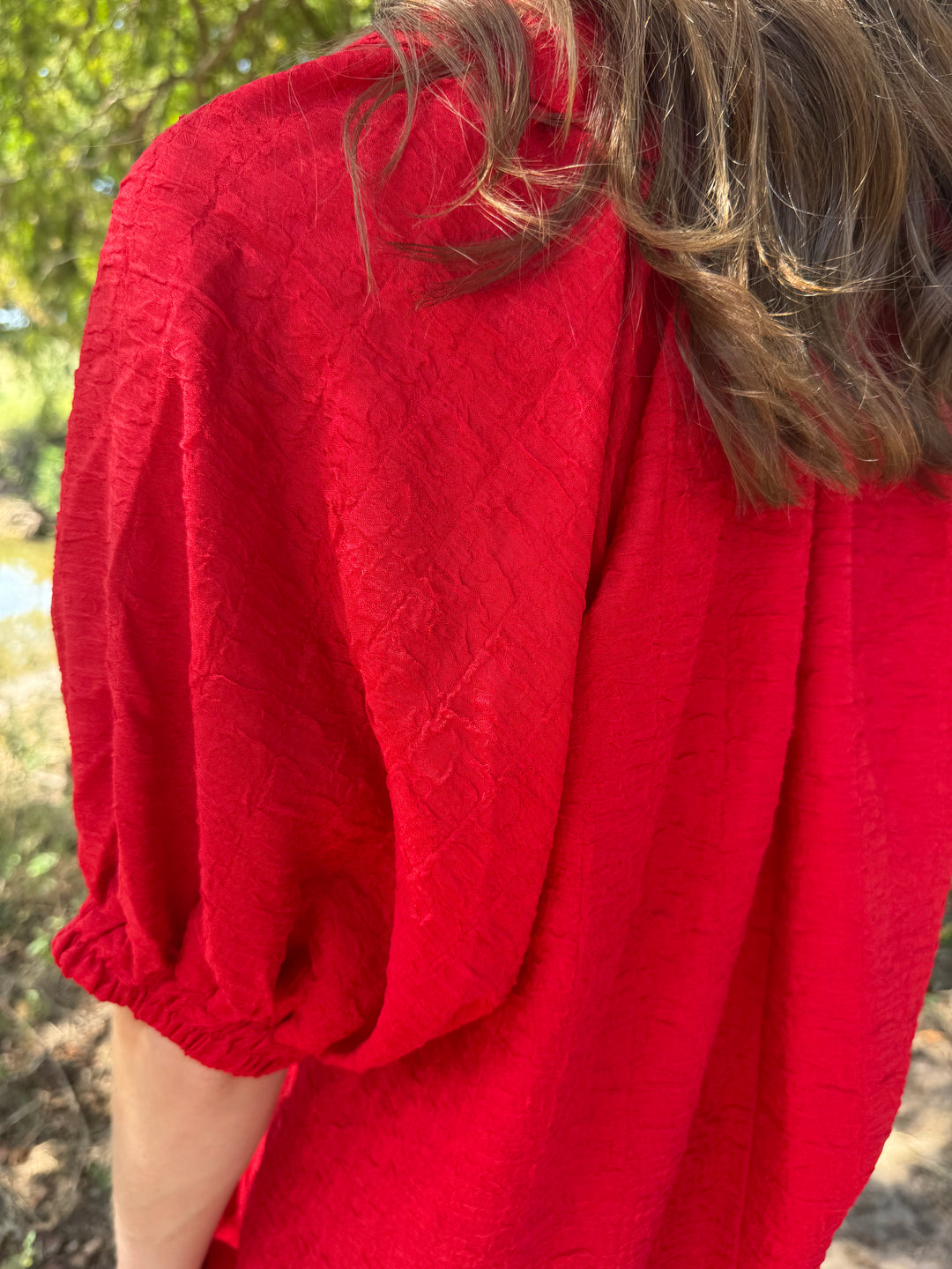 Jenna Red Puff Sleeve Top