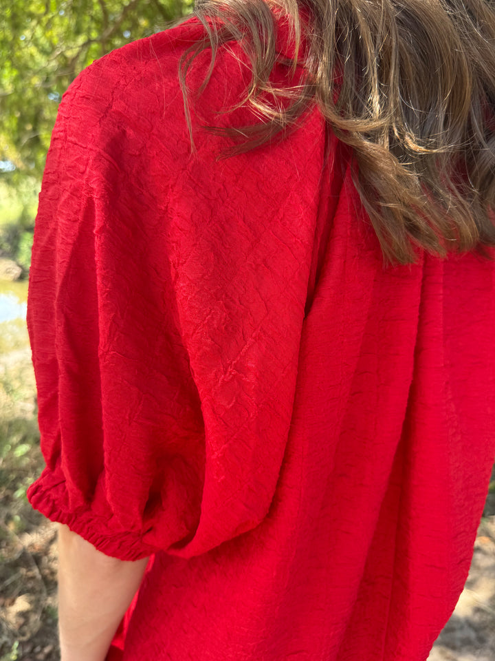 Jenna Red Puff Sleeve Top
