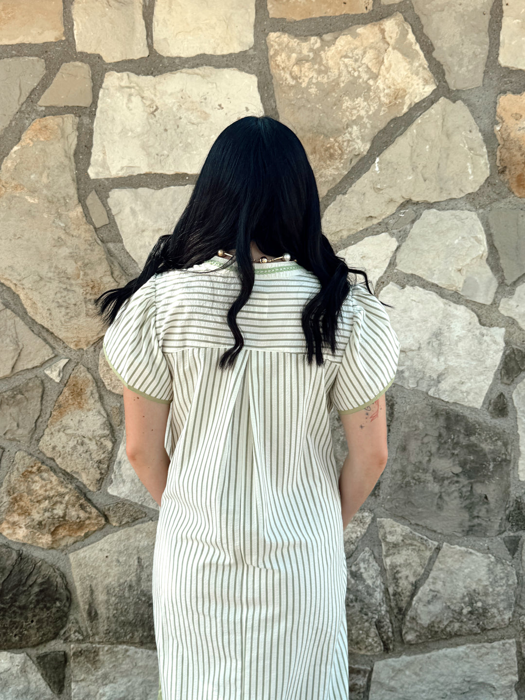 Leah Green V Neck Maxi Dress