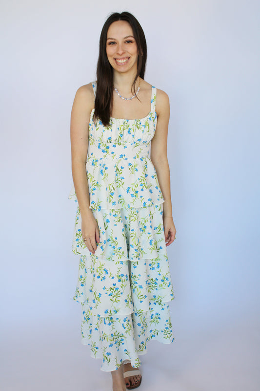 Emily Floral Dress- Blue