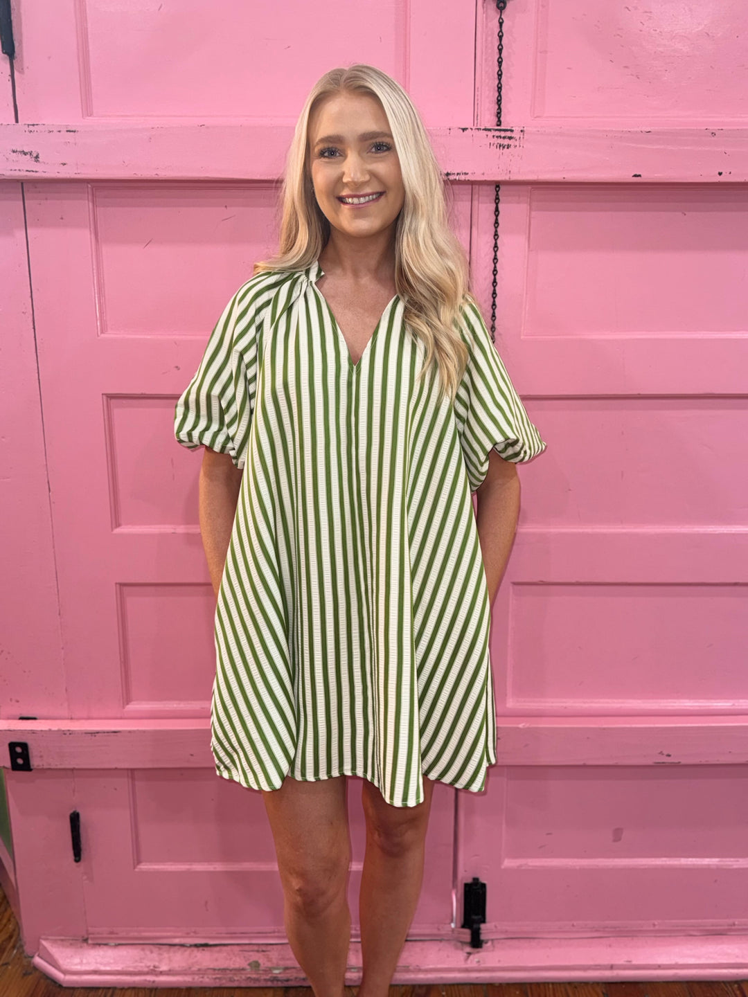 Holly Green Striped Mini Dress