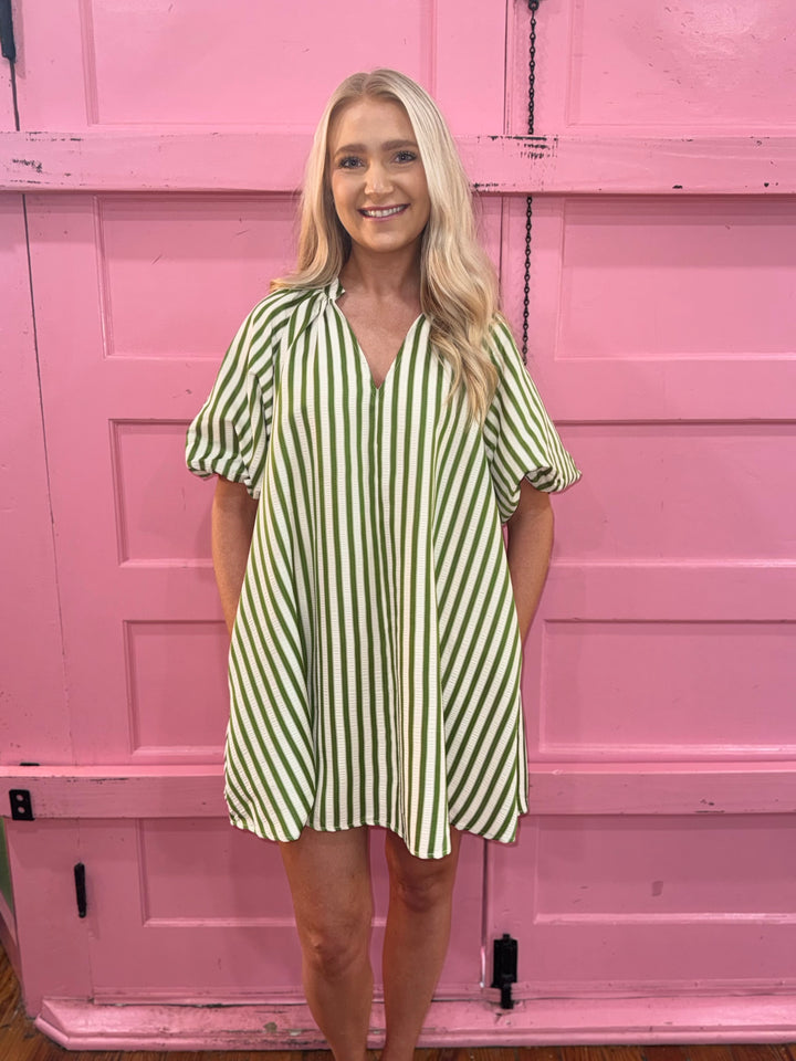 Holly Green Striped Mini Dress