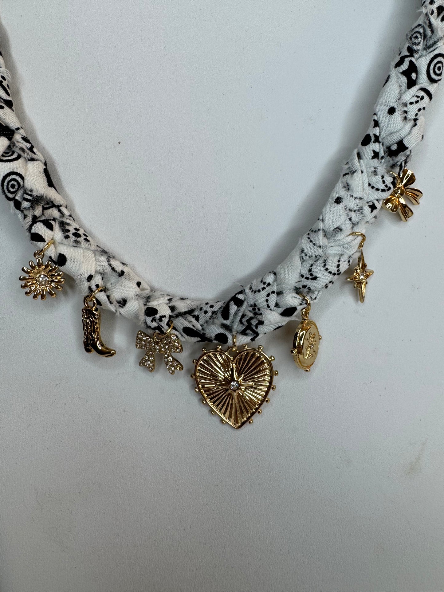 Black and White Scarf Necklace