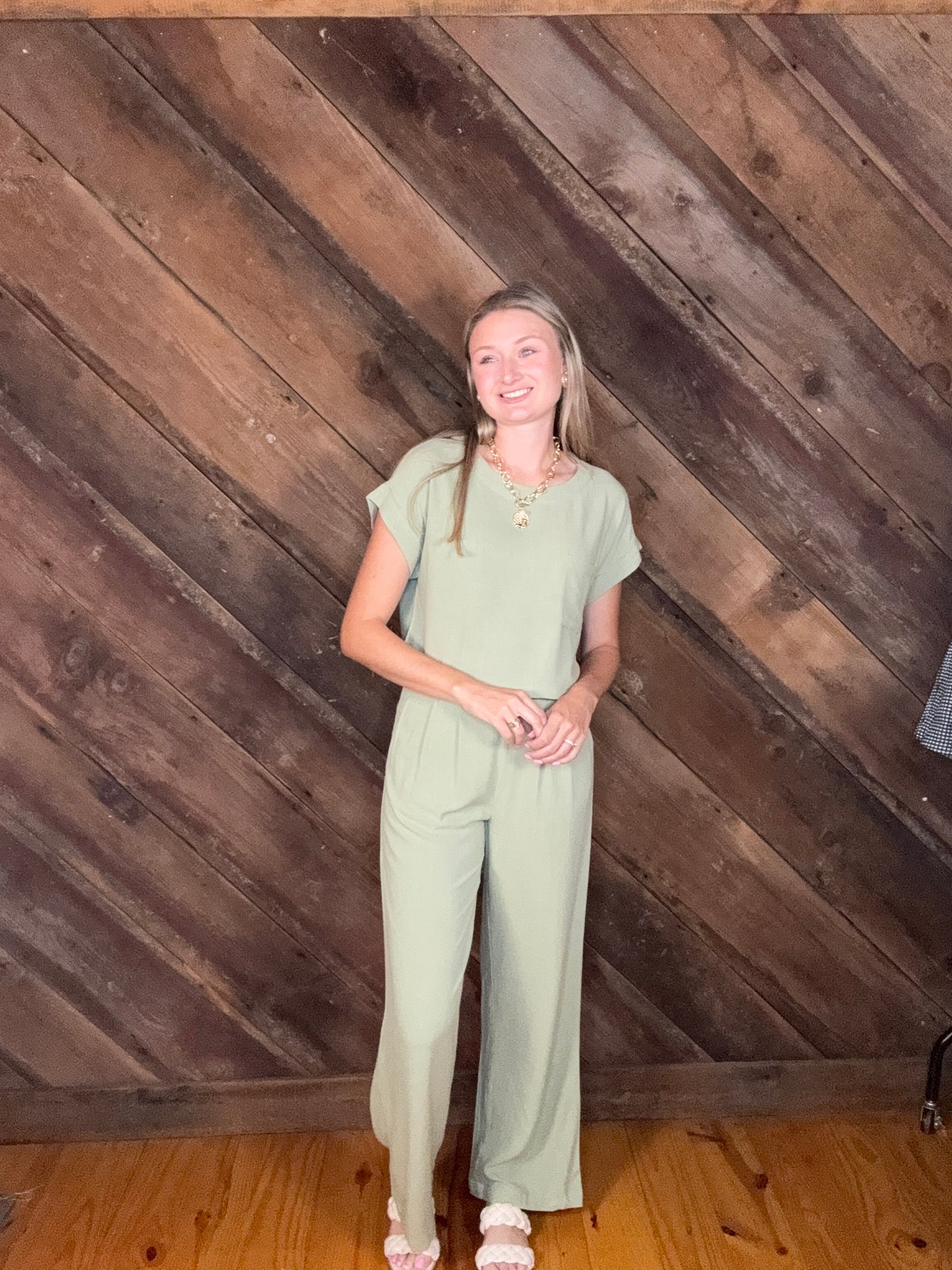 Coffee Date Olive Pant Set