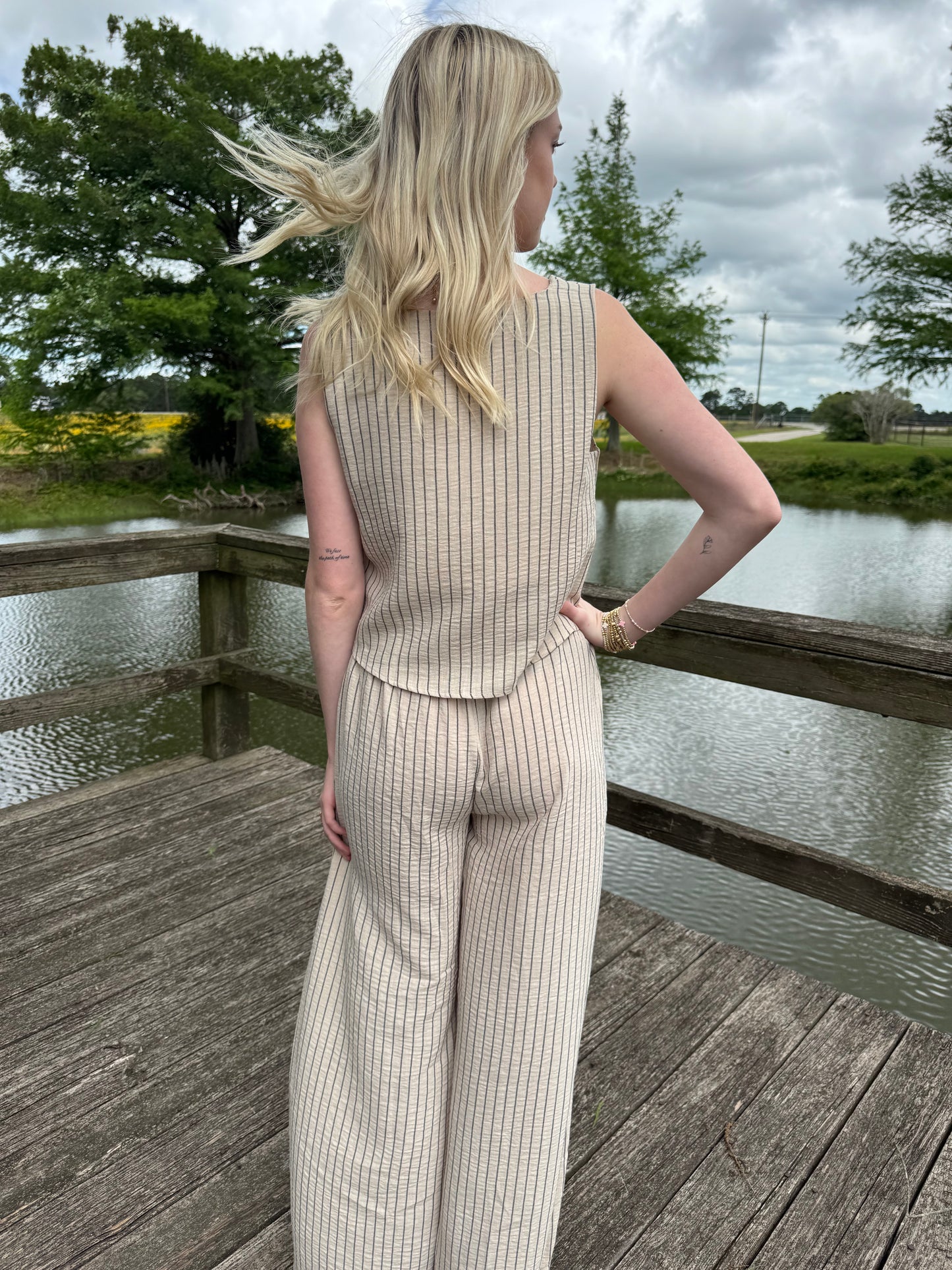 Tina Pinstripe Pant Set