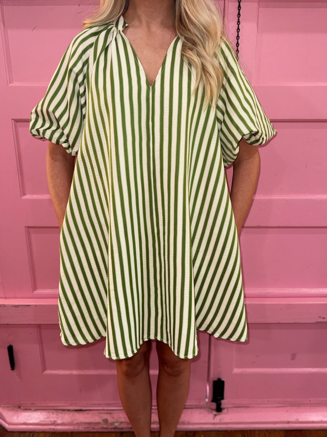 Holly Green Striped Mini Dress