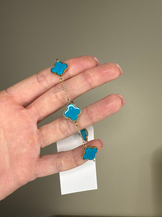 Turquoise Chain Clover Bracelet