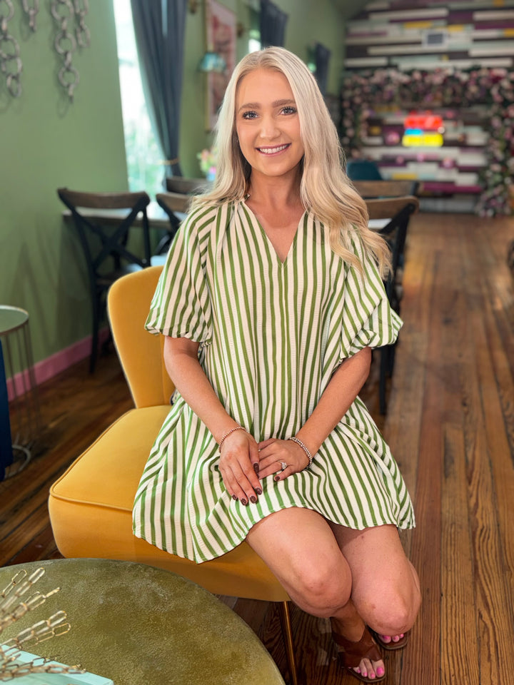 Holly Green Striped Mini Dress