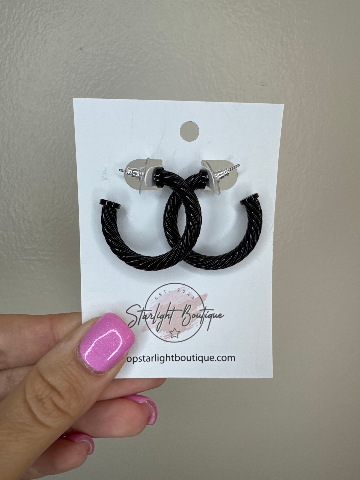 Black Twist Hoops