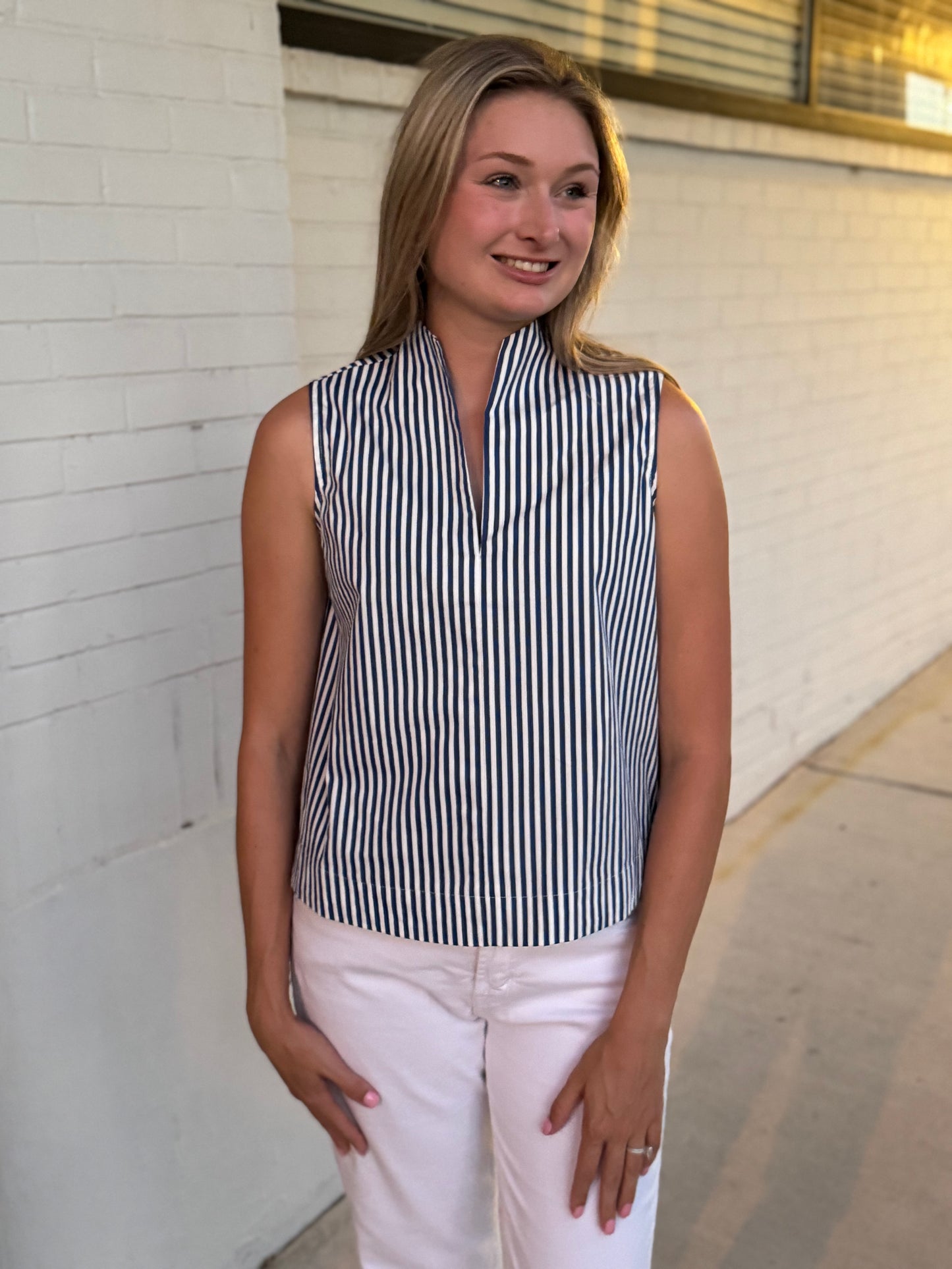 Reann Striped Sleeveless Top