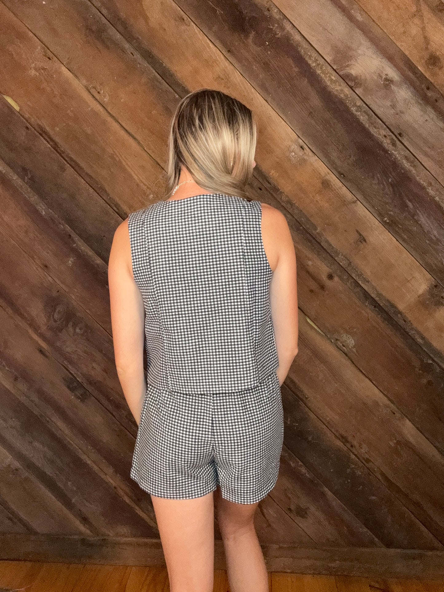 Black Gingham Short Set