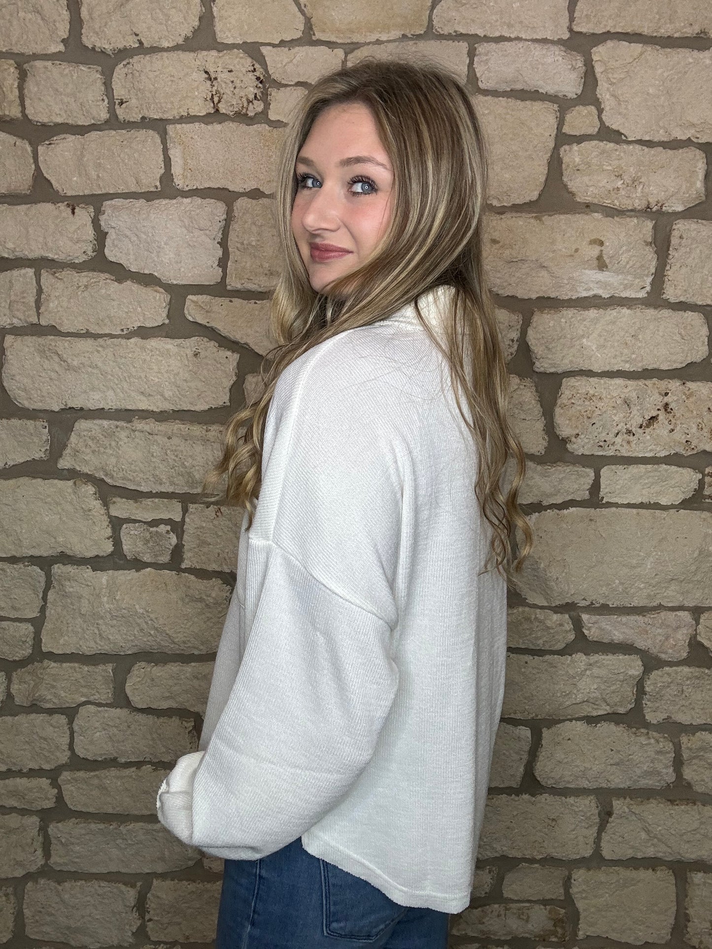 Button Me Up Sweater- Cream