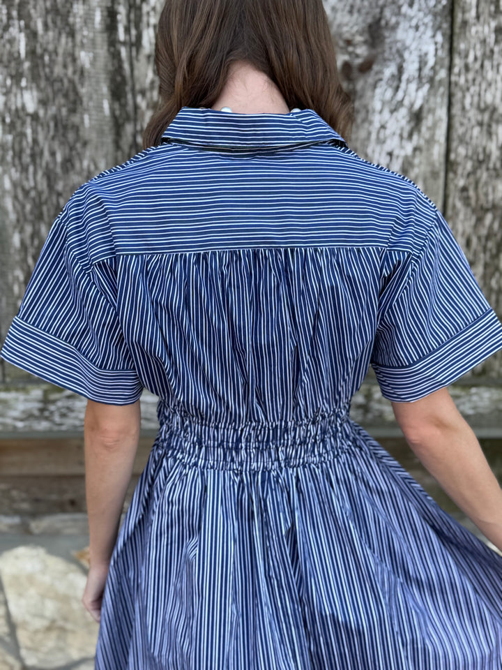 Erica Navy Mini Stripe Dress