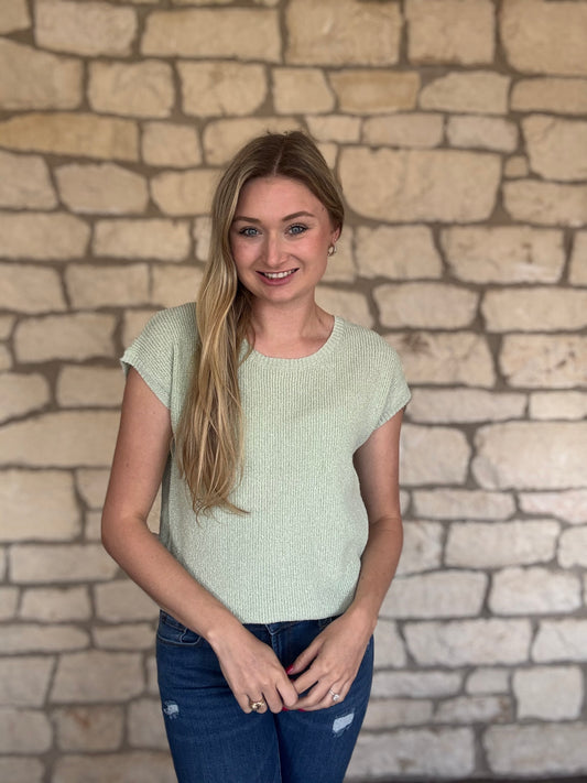 Tulle Bow Sweater Shirt- Sage