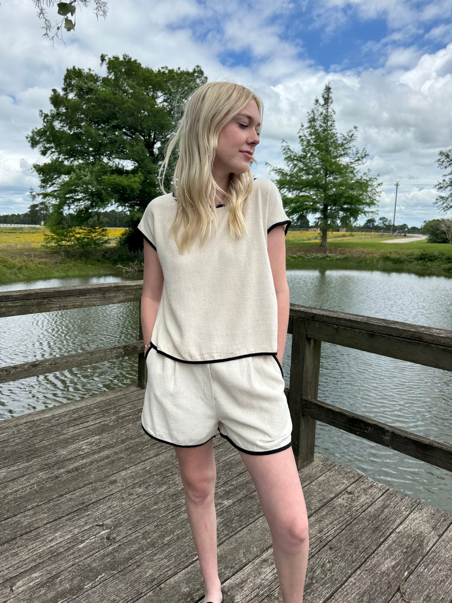 Lori Natural Linen Short Set
