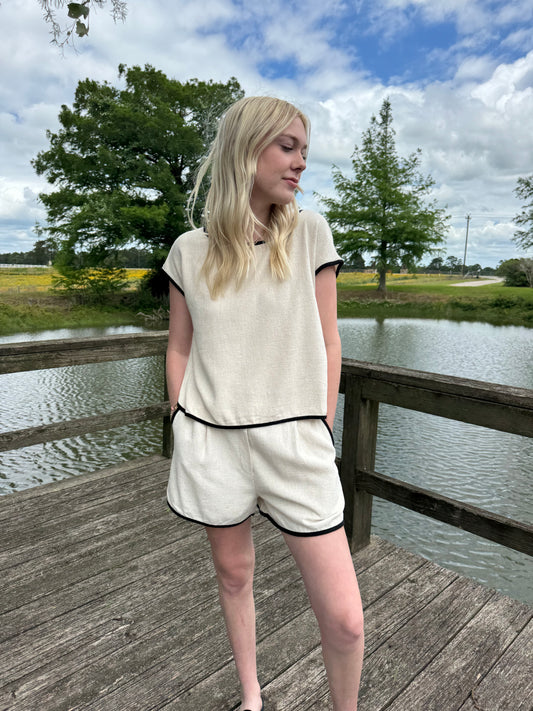 Lori Natural Linen Short Set
