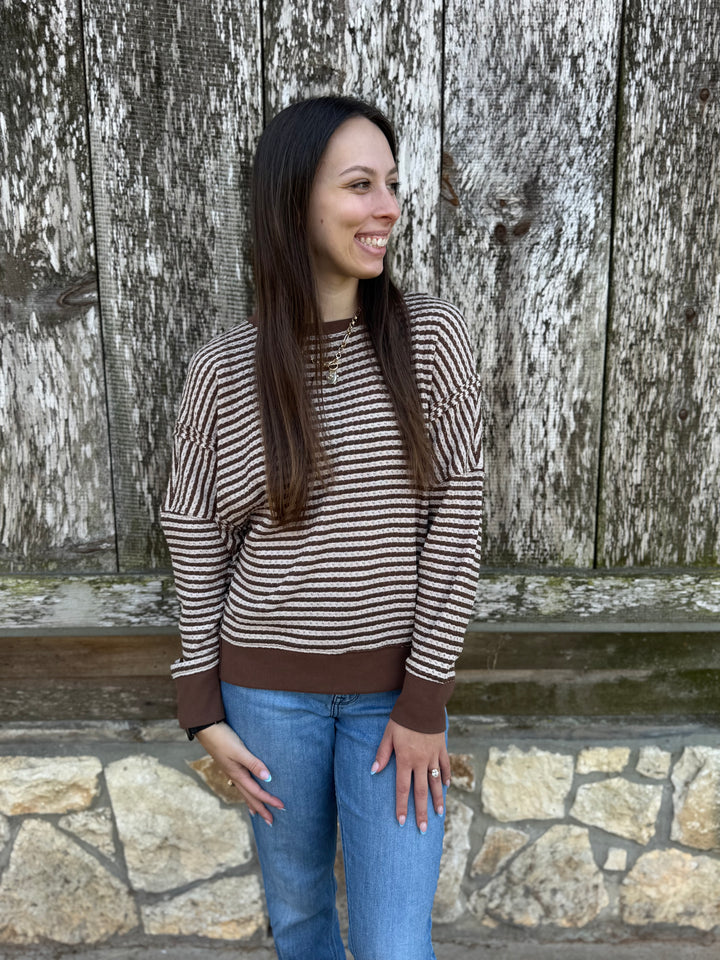 Julia Brown Knit Long Sleeve Top