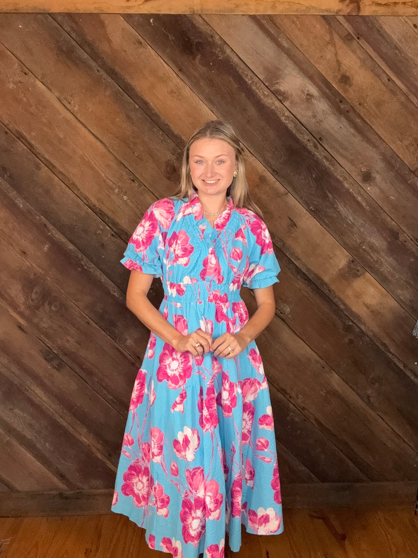 Sherri Blue Floral Maxi Dress