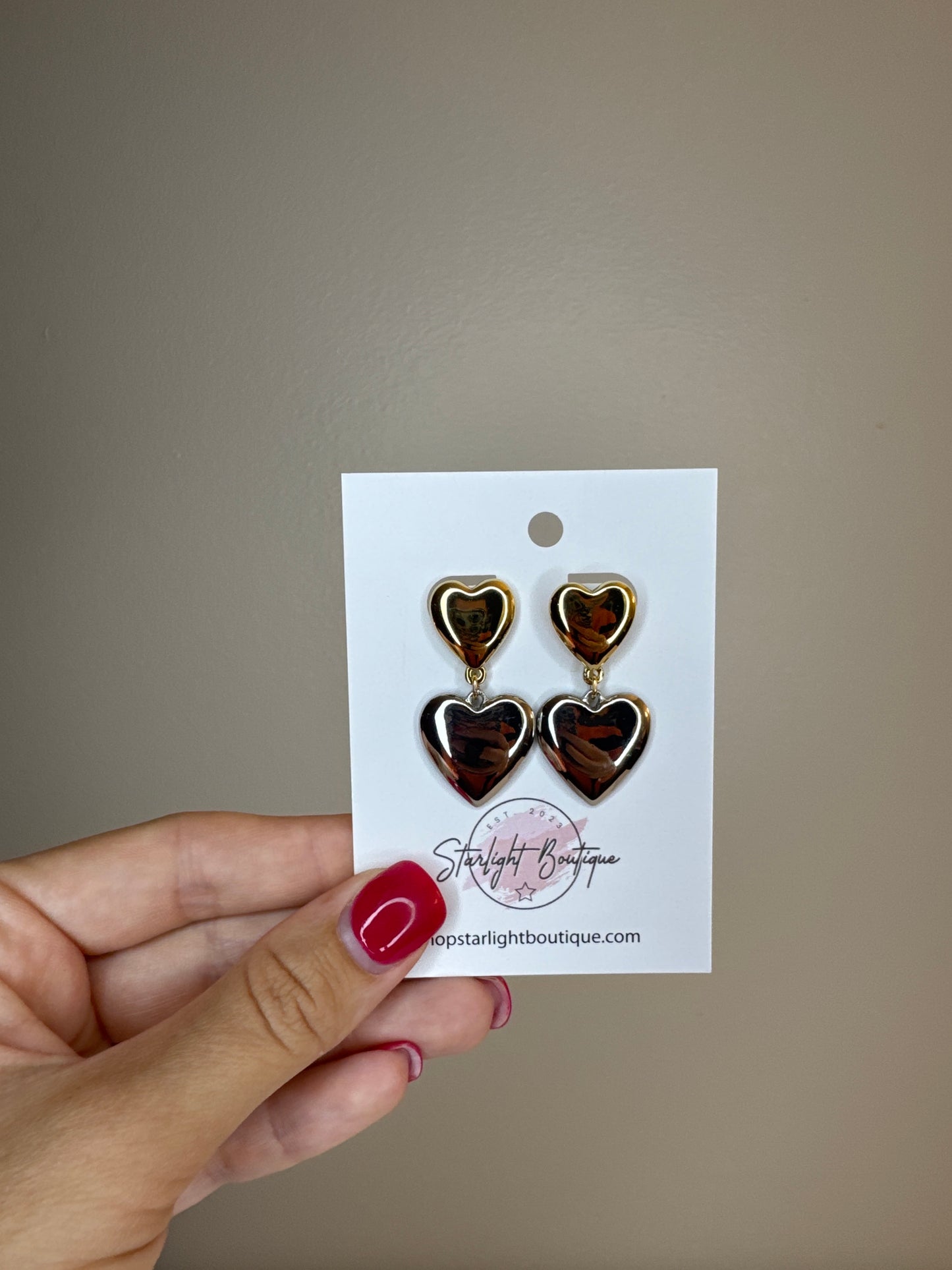 Two Toned Heart Earrings