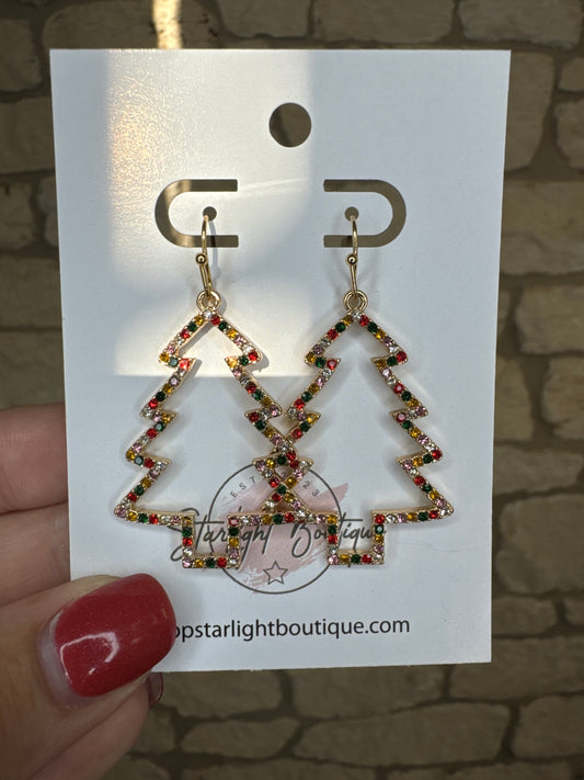 Multicolored Christmas Tree Earrings