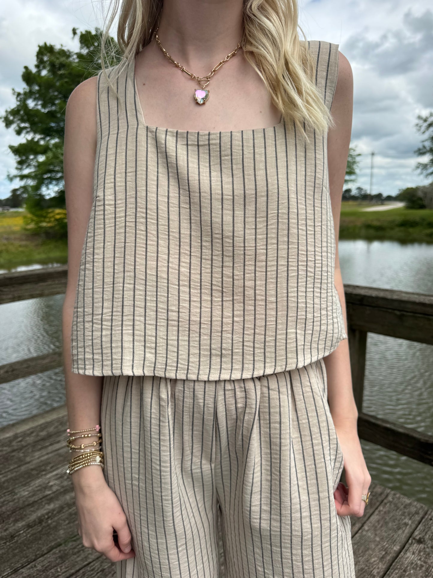 Tina Pinstripe Pant Set