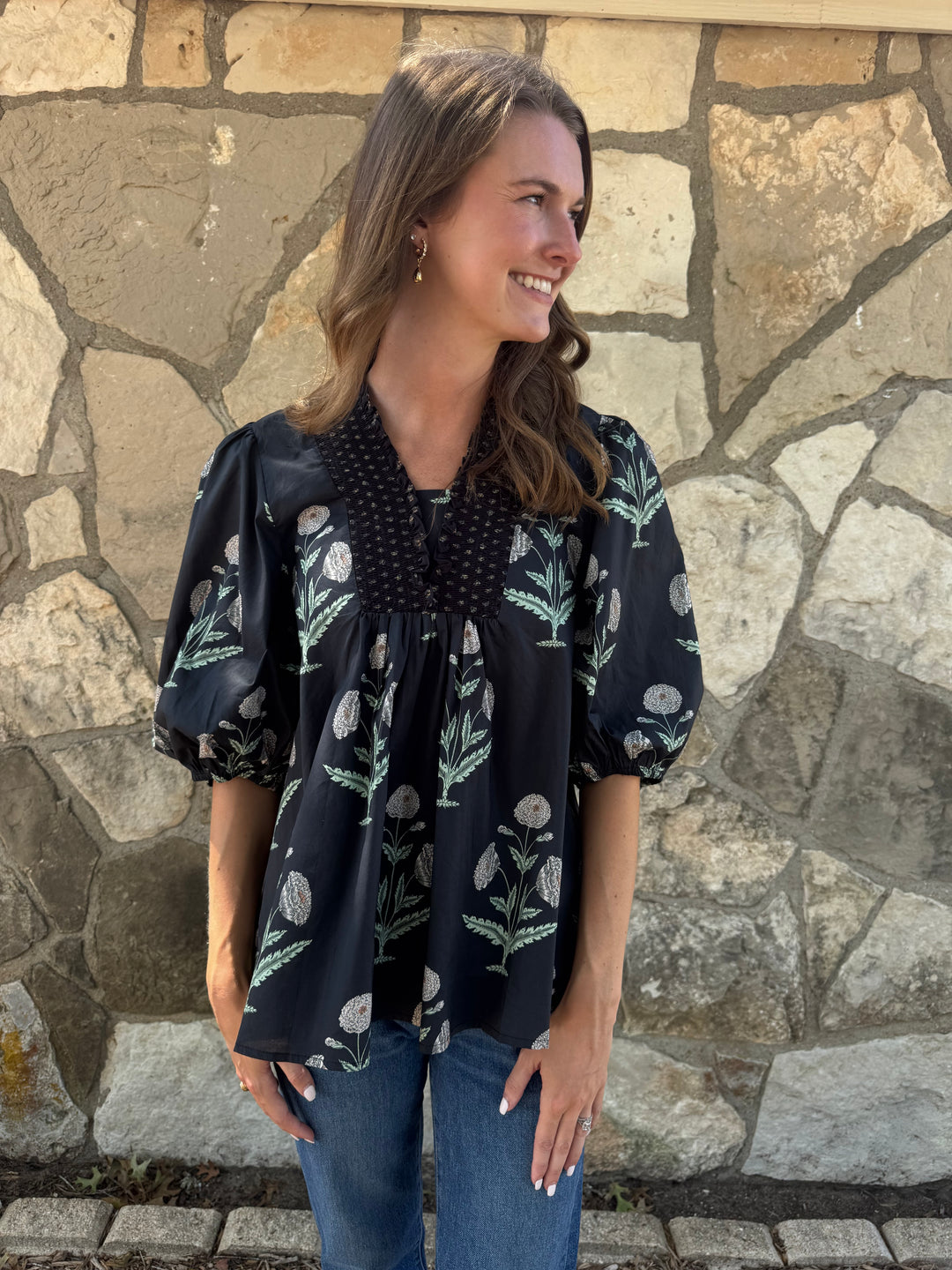 Alice Navy Half Sleeve Top