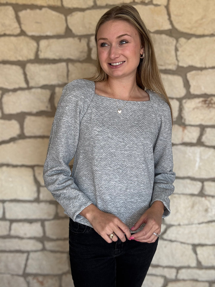 Heather Long Sleeve Grey Top