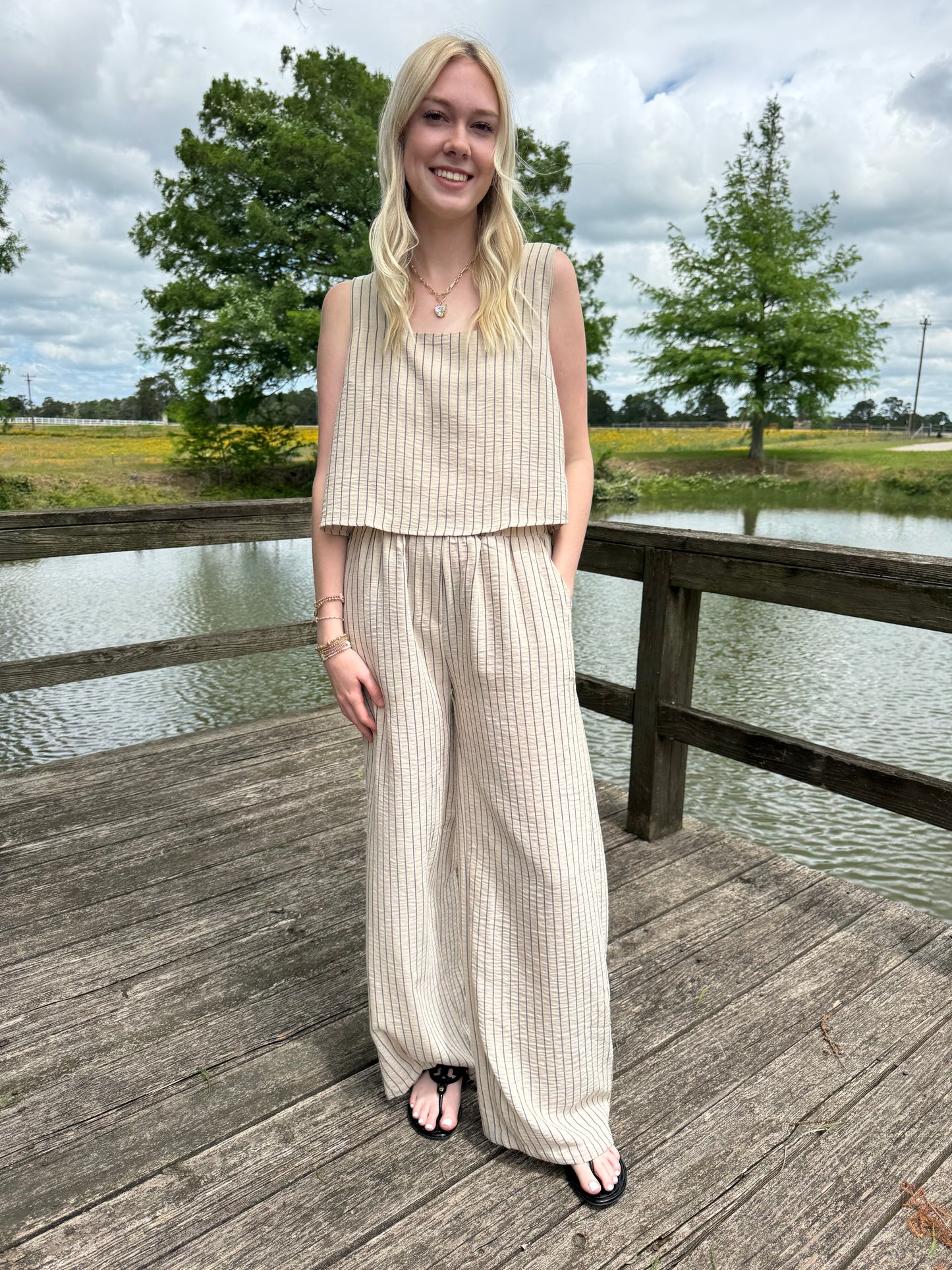 Tina Pinstripe Pant Set