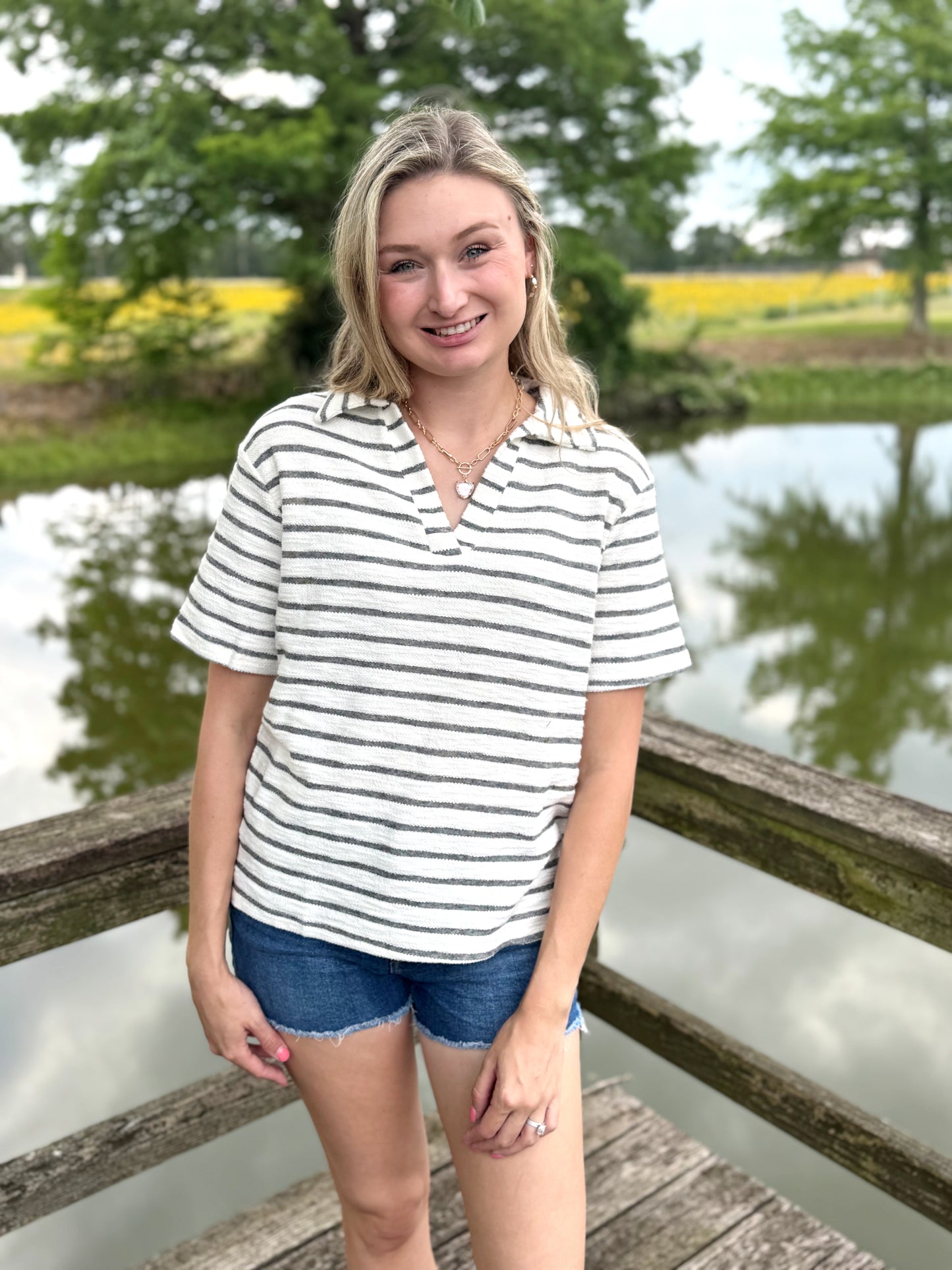 Lexi Collared Striped Top