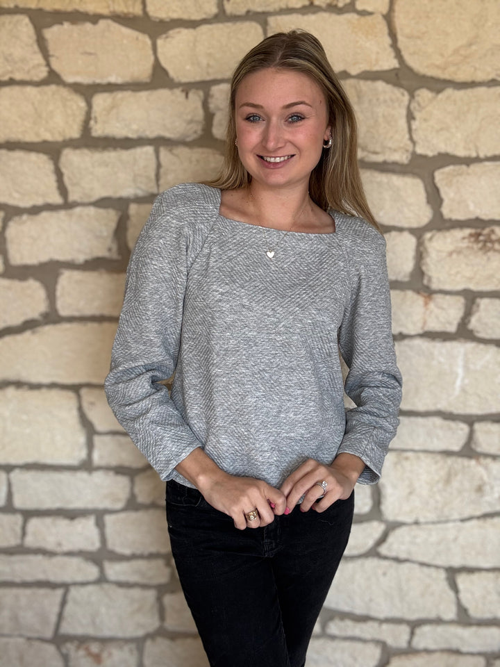 Heather Long Sleeve Grey Top