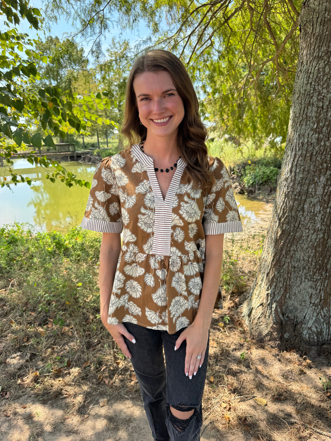 Blair Brown Floral Top