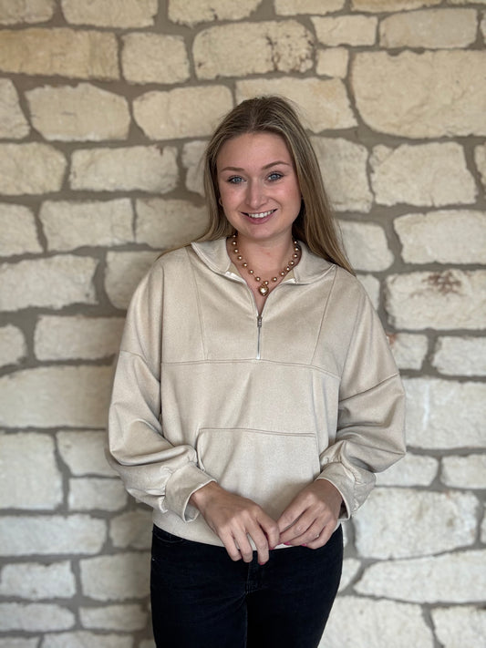 Suede Quarter Zip
