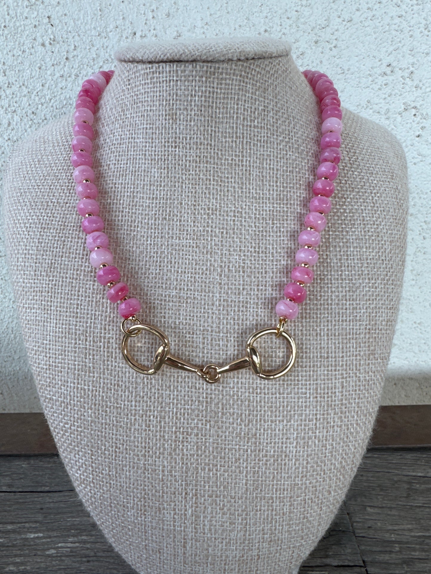 Leilani Pink Bead Horse Bit Necklace