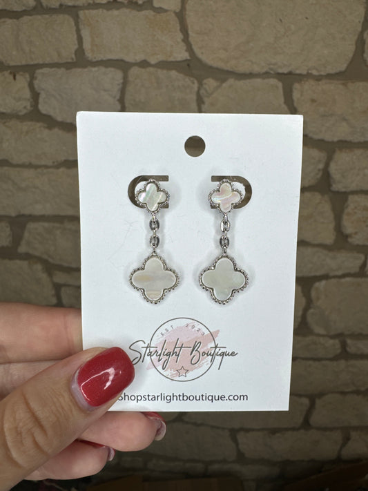 White Clover Earrings- Silver