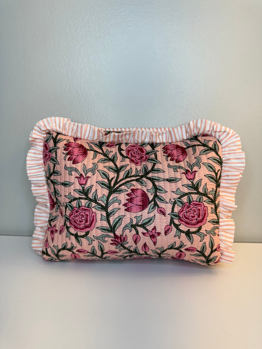 Pink Floral Cosmetic Bag