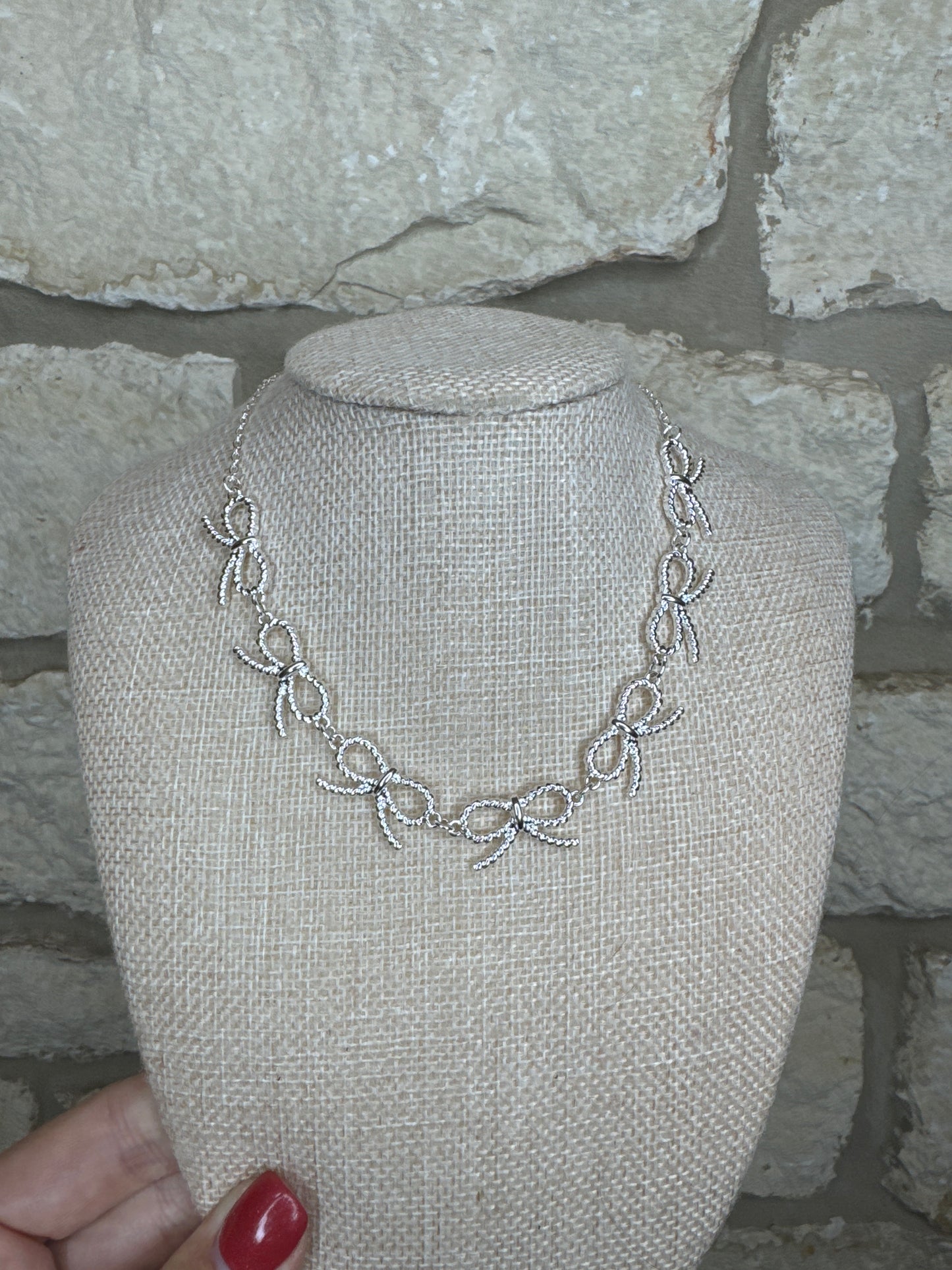 Silver Bow Necklace