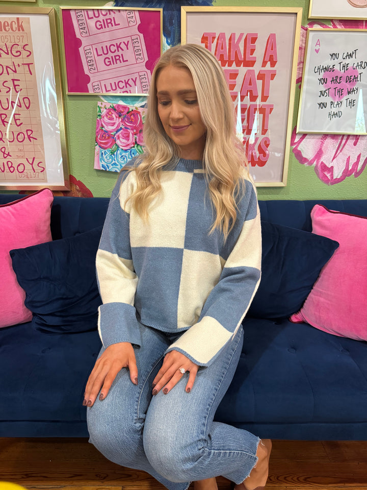 Jessie Blue Checkered Sweater