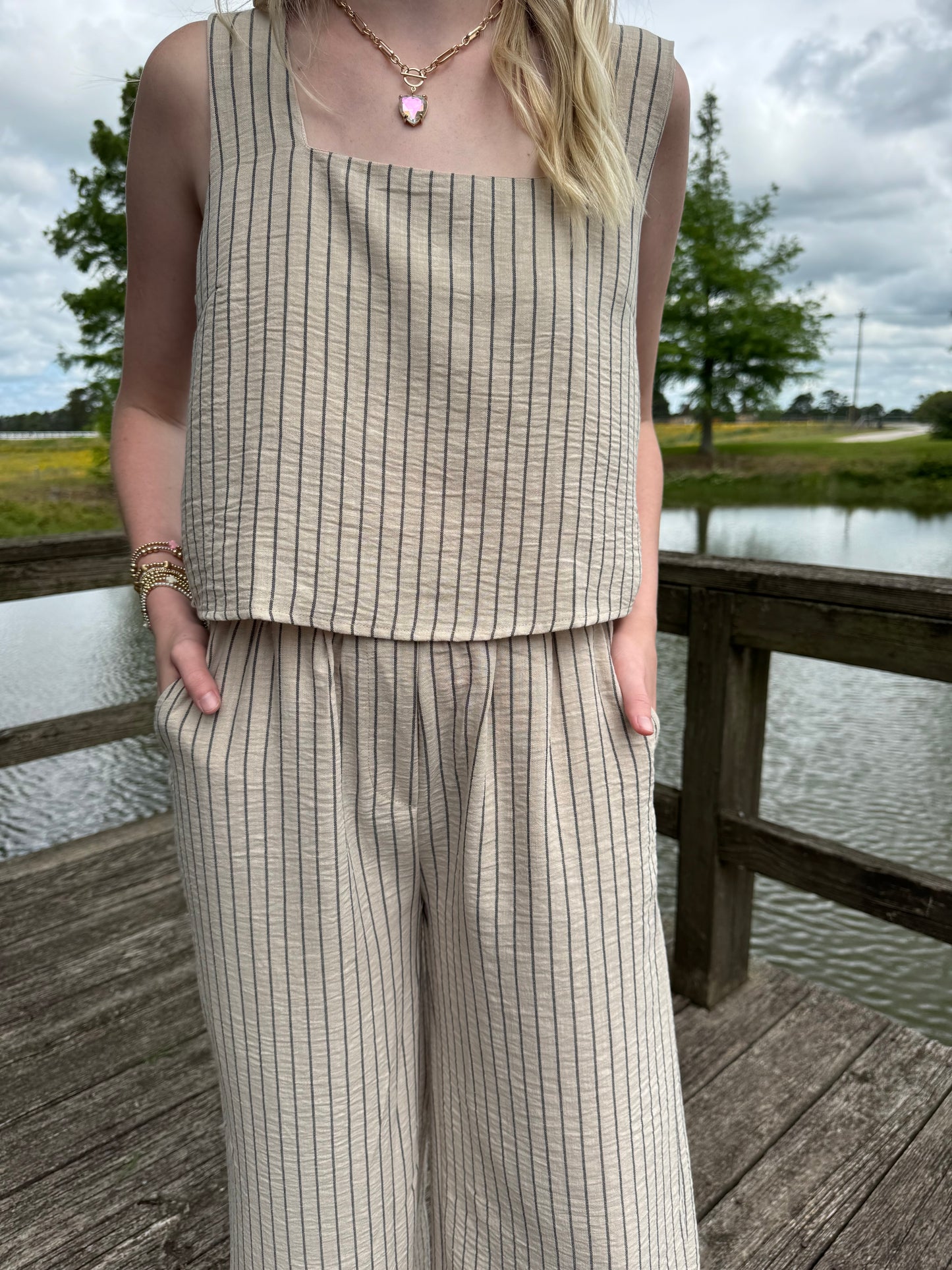 Tina Pinstripe Pant Set