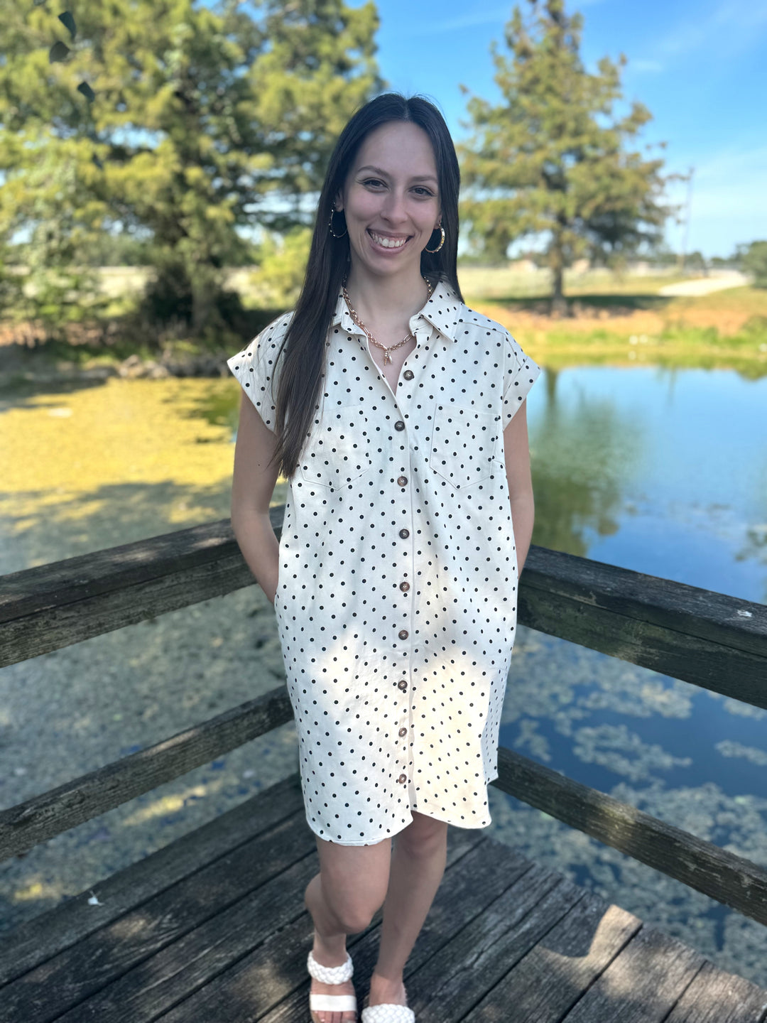 Amer Cream Polka Dot Mini Dress