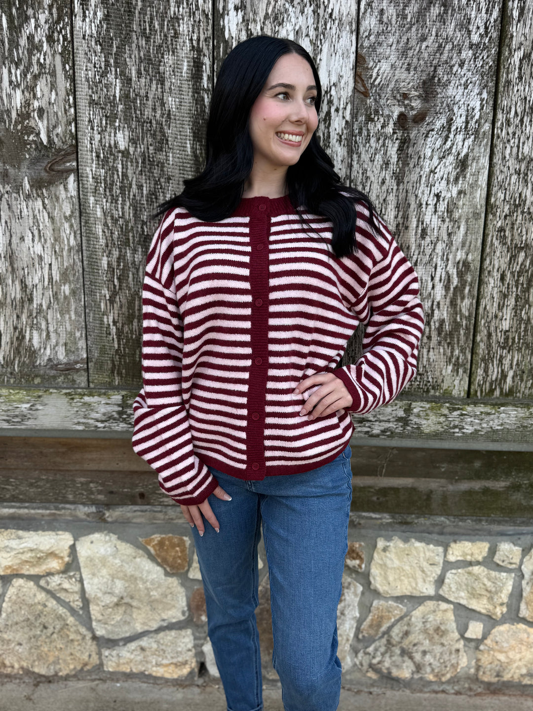 Tessa Pink Button Down Sweater