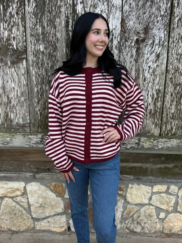 Tessa Pink Button Down Sweater