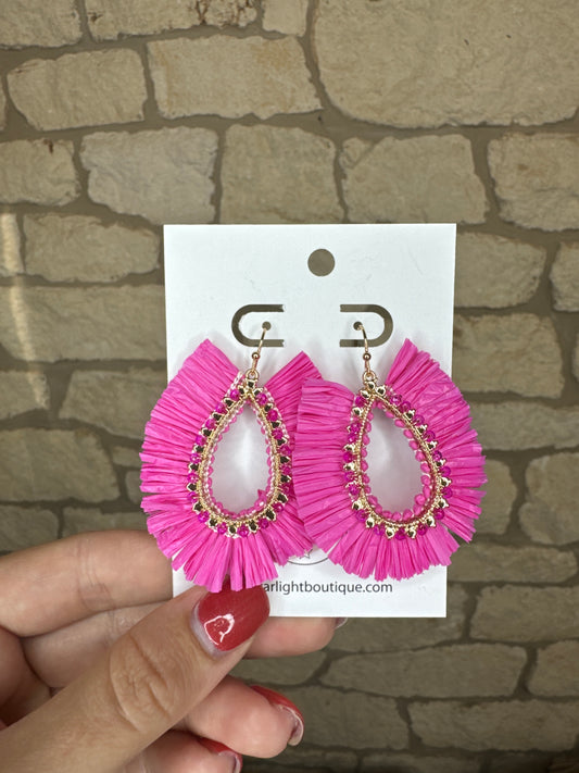 Fan Earrings- Fushia