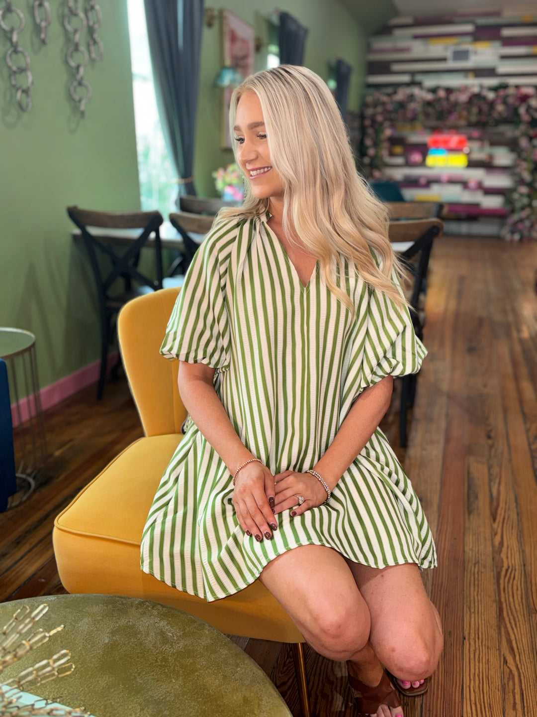 Holly Green Striped Mini Dress