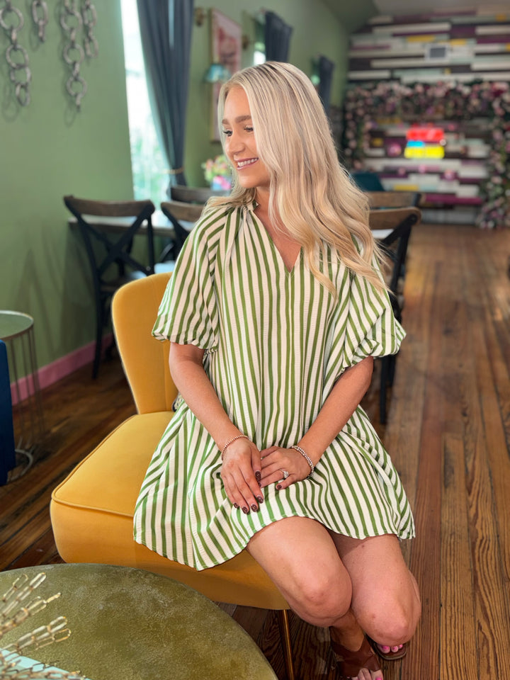 Holly Green Striped Mini Dress