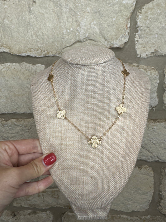 Worn Clover Necklace- Gold